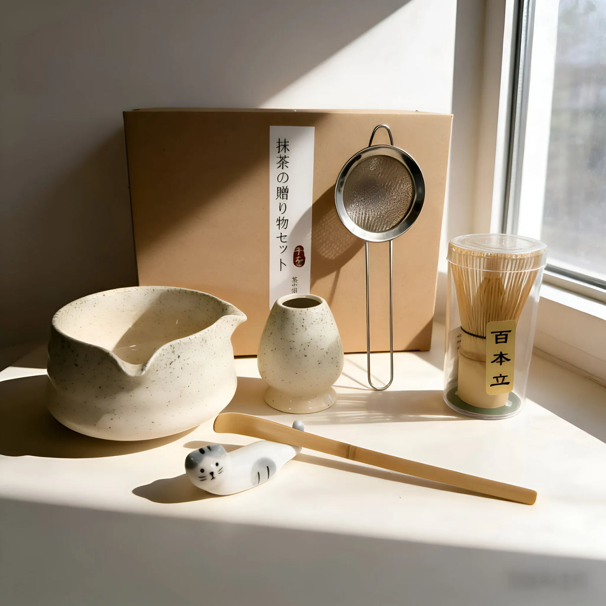 6-Piece Matcha Tea Set - Kiln-Fired Ceramic Bowl with Bamboo Spoon, Tea Whisk, and Tea Powder Sieve - Complete Set for Matcha Enthusiasts, Beginners, Tea Ceremonies, and Daily Use - Elegant Gift for Tea Art Lovers, Chinese Te
