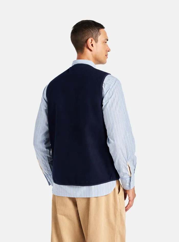 4 Pocket Gilet In Navy Melton Men Universal Works Waistcoats and Gilets