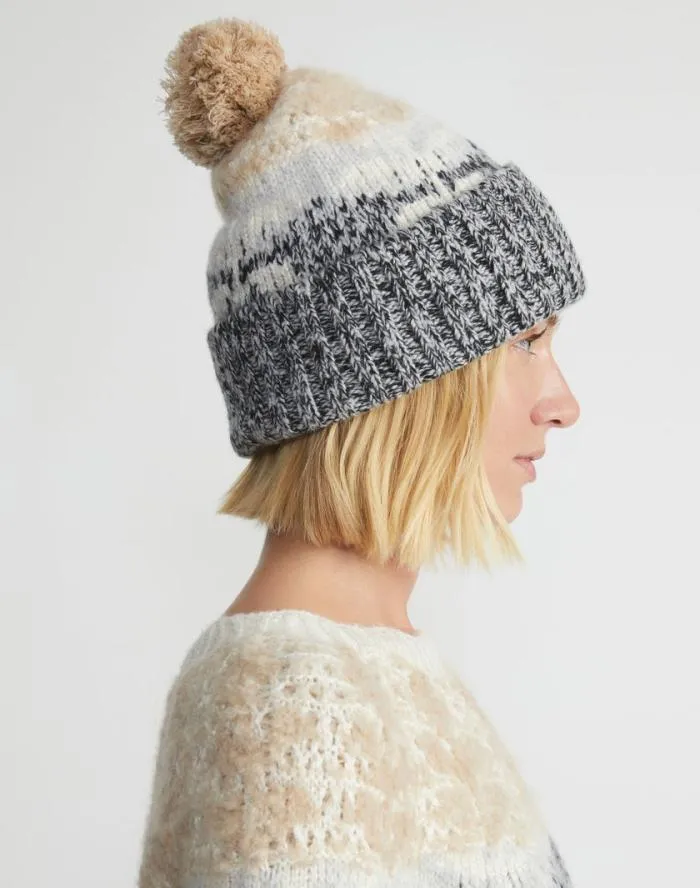 Accessories Fair Isle Jacquard CashmereSilk Beanie Dune Multi Lafayette 148 New York Hats