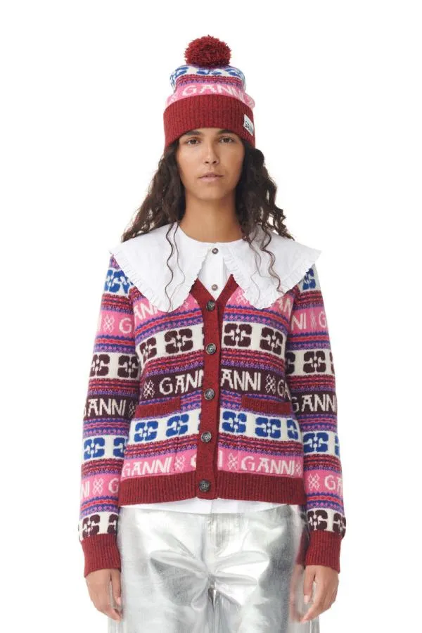 Accessories GANNI Hats Graphic Wool Beanie Multicolour