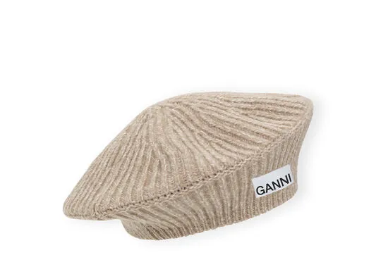 Accessories GANNI Hats Wool Beret Petrified Oak