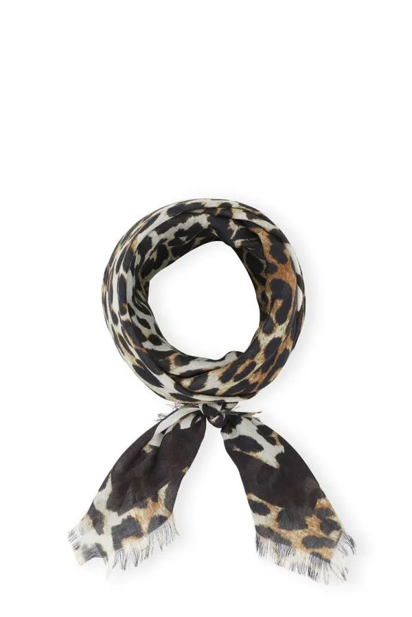Accessories GANNI Scarves Light Printed Leopard Scarf Leopard