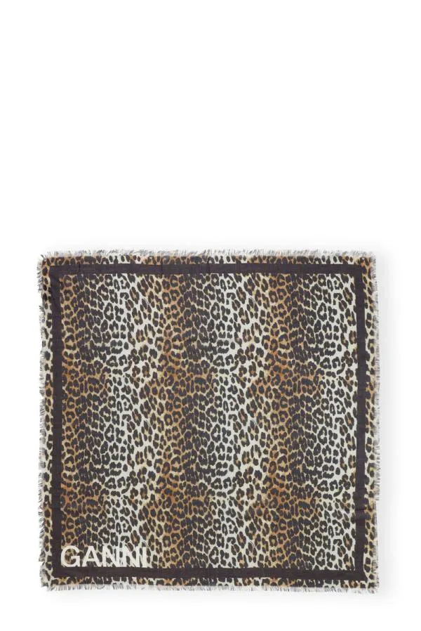 Accessories GANNI Scarves Light Printed Leopard Scarf Leopard Accessories GANNI Scarves Light Printed Leopard Scarf Leopard