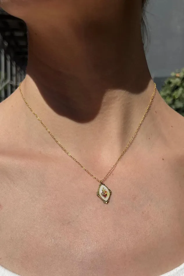 Accessories Gold Sacred Heart Necklace Brandy Melville JEWELRY