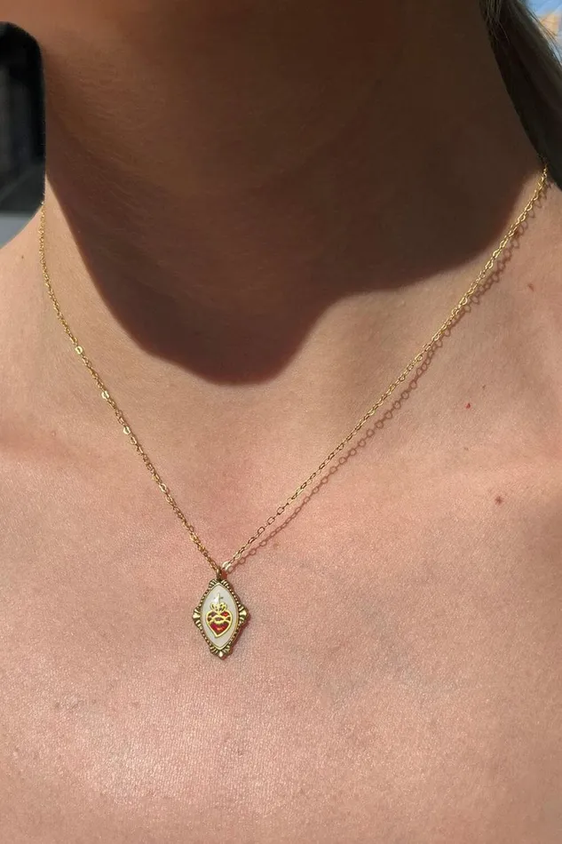 Accessories Gold Sacred Heart Necklace Brandy Melville JEWELRY