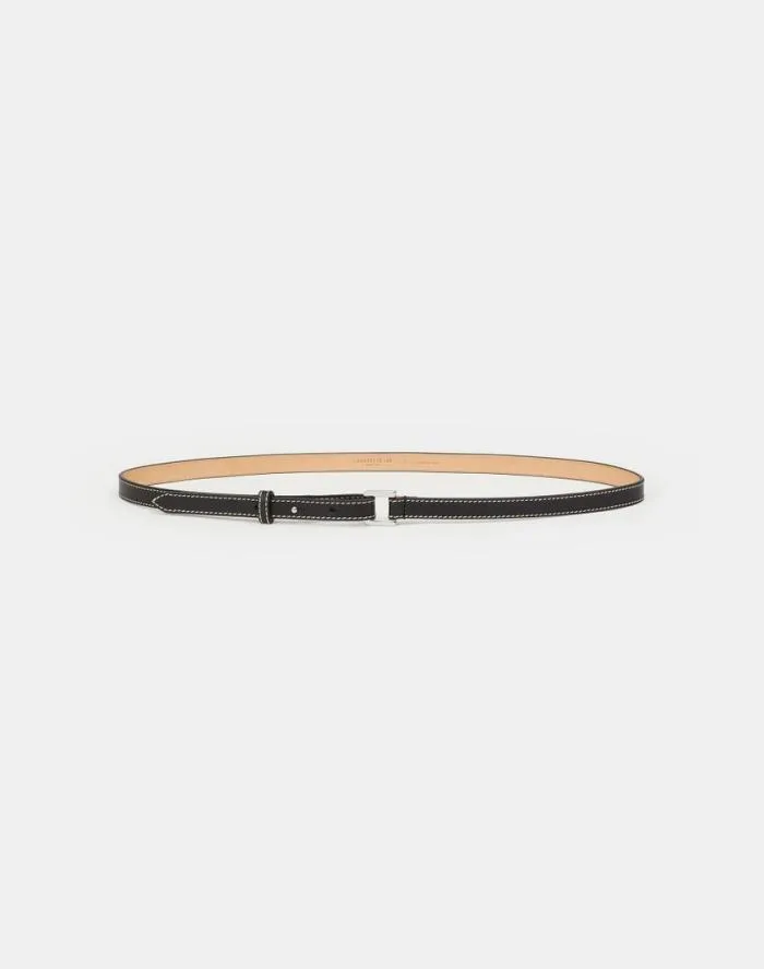 Accessories Italian Vachetta Leather Skinny Belt Black Lafayette 148 New York Belts