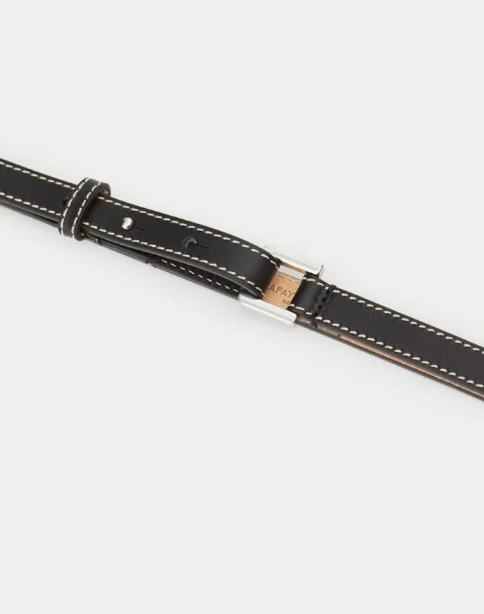 Accessories Italian Vachetta Leather Skinny Belt Black Lafayette 148 New York Belts