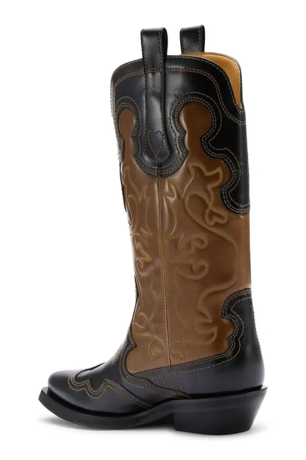 AccessoriesShoes GANNI Boots BlackBrown Mid Shaft Embroidered Western Boots Tiger039s Eye AccessoriesShoes GANNI Boots BlackBrown Mid Shaft Embroidered Western Boots Tiger039s Eye