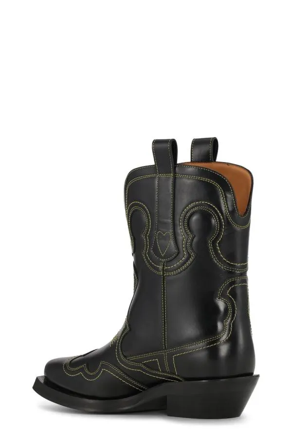 AccessoriesShoes GANNI Boots BlackYellow Low Shaft Embroidered Western Boots Blackyellow AccessoriesShoes GANNI Boots BlackYellow Low Shaft Embroidered Western Boots Blackyellow