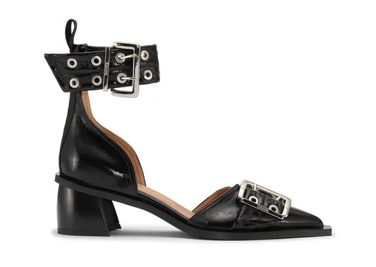 AccessoriesShoes GANNI Buckle Shoes Black Chunky Buckle Open Cut Pumps Black