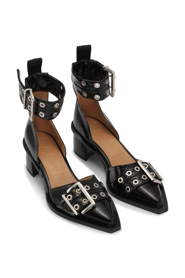 AccessoriesShoes GANNI Buckle Shoes Black Chunky Buckle Open Cut Pumps Black AccessoriesShoes GANNI Buckle Shoes Black Chunky Buckle Open Cut Pumps Black