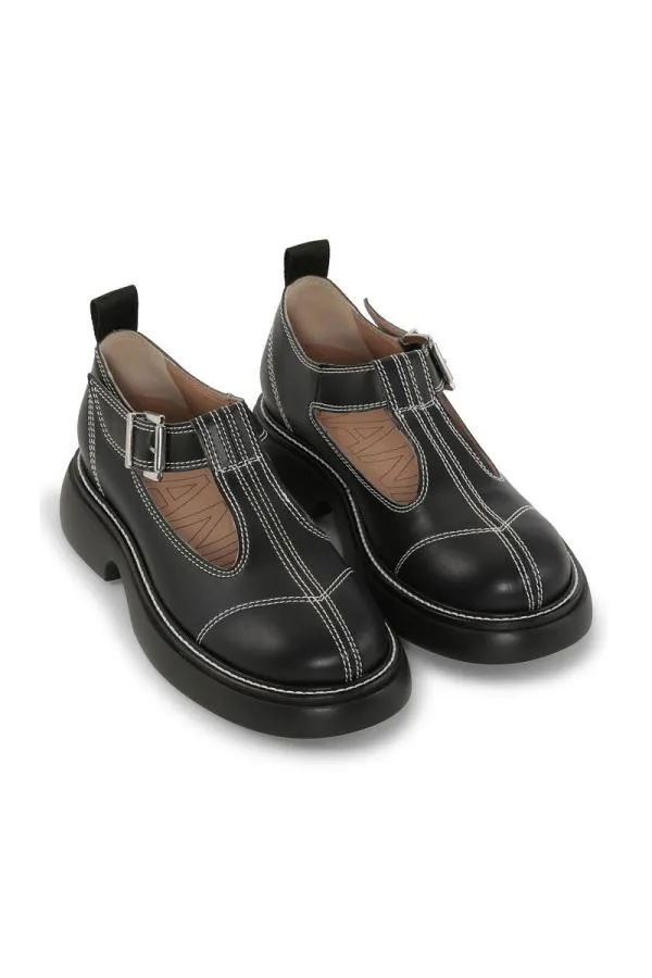 AccessoriesShoes GANNI Flats BlackWhite Everyday Buckle Mary Jane Shoes Black AccessoriesShoes GANNI Flats BlackWhite Everyday Buckle Mary Jane Shoes Black