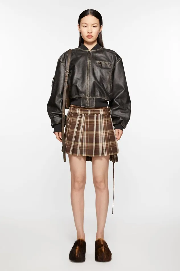 Acne Studios Asymmetric Pleated Skirt Brownbeige Women Skirts