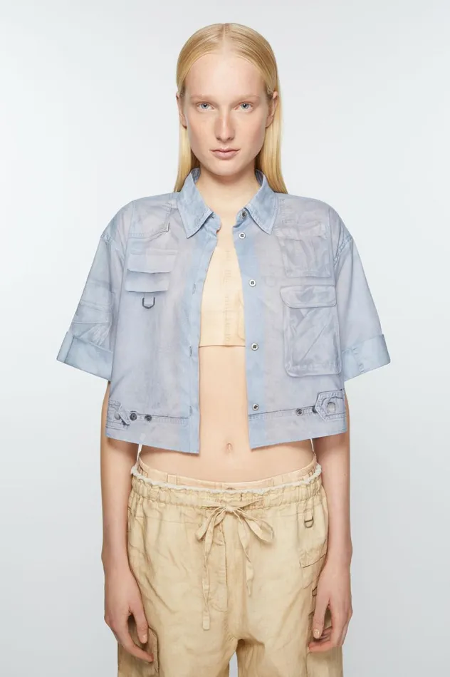Acne Studios Buttonup Shirt Printed Light Blue Women Shirts and Blouses