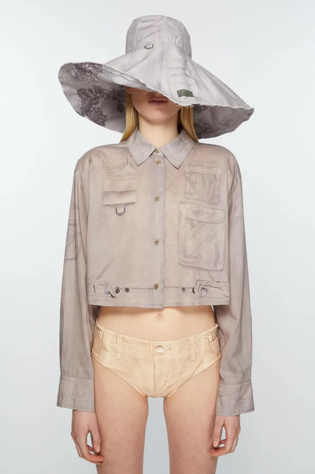 Acne Studios Buttonup Shirt Printed Light Brown Women Shirts and Blouses