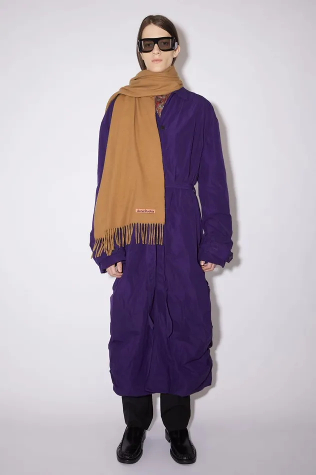 Acne Studios Cashmere Fringe Scarf 8211 Narrow Dark Camel Women Scarves