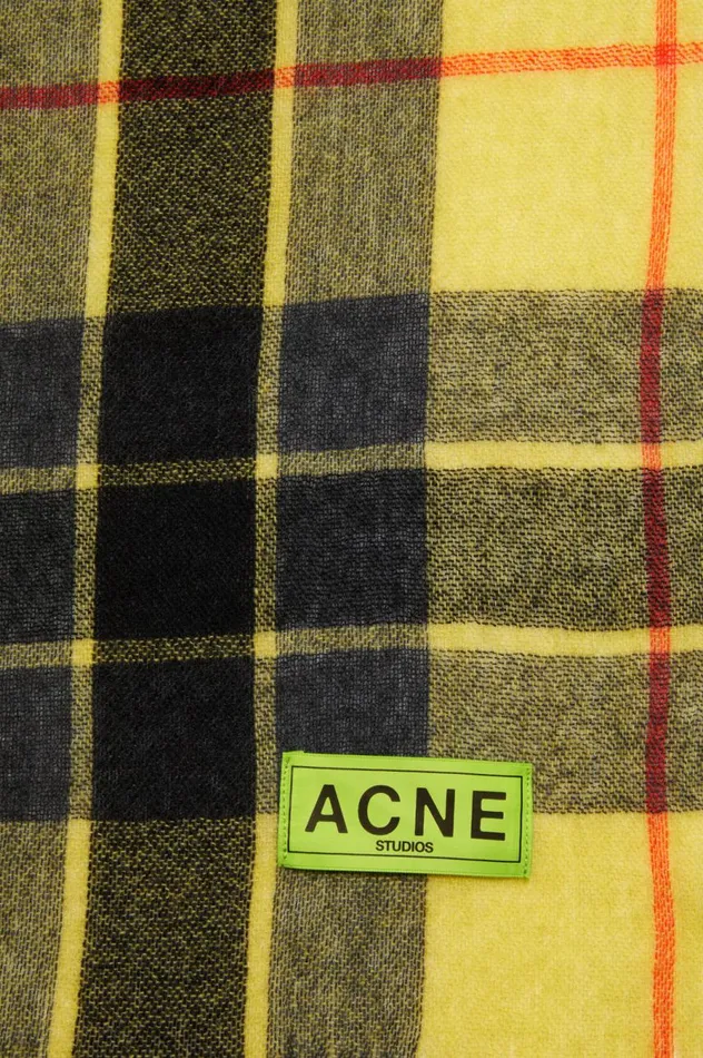 Acne Studios Check Fringe Scarf Yellowblack Women Scarves
