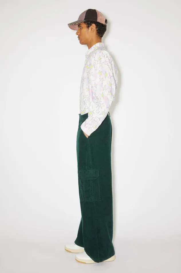 Acne Studios Corduroy Cargo Trousers Night Green Women Trousers