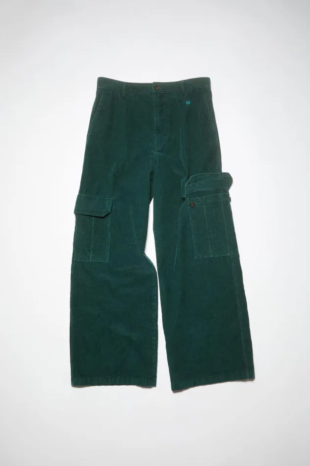 Acne Studios Corduroy Cargo Trousers Night Green Women Trousers