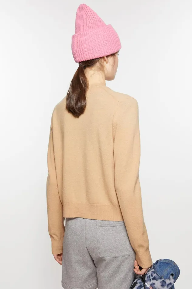 Acne Studios Crew Neck Cardigan Biscuit Beige Women Knitwear