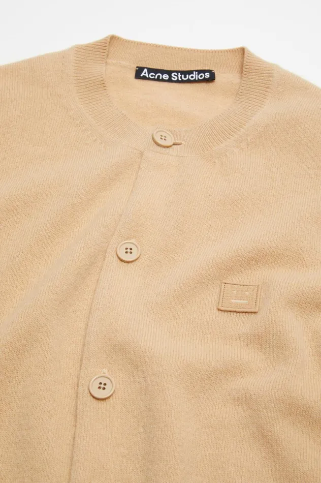Acne Studios Crew Neck Cardigan Biscuit Beige Women Knitwear