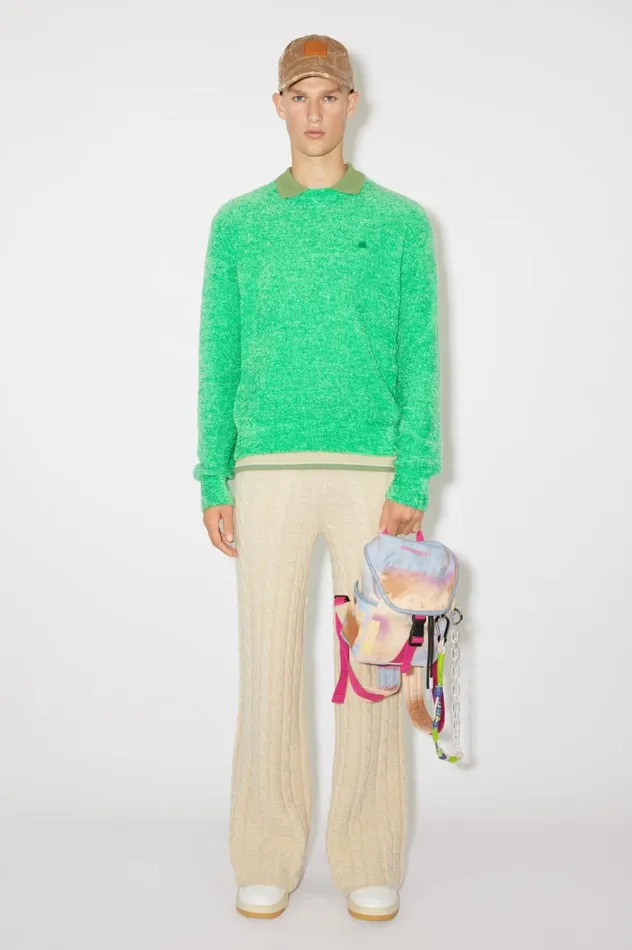 Acne Studios Crew Neck Knit Jumper Bright Green Men Knitwear
