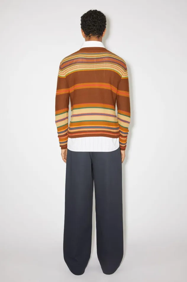 Acne Studios Crew Neck Knit Jumper Cinnamon Brownmulti Women Knitwear