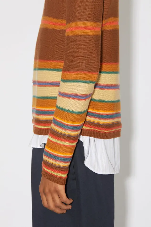 Acne Studios Crew Neck Knit Jumper Cinnamon Brownmulti Women Knitwear