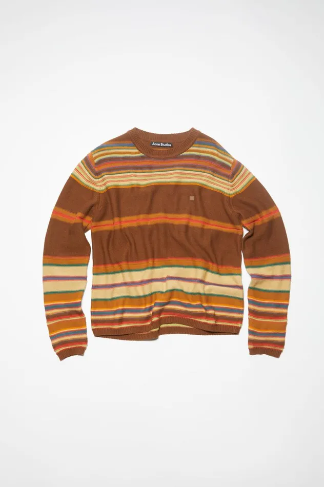 Acne Studios Crew Neck Knit Jumper Cinnamon Brownmulti Women Knitwear