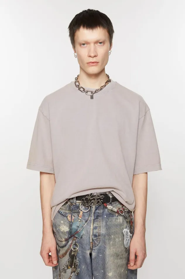 Acne Studios Crew Neck Tshirt 8211 Relaxed Unisex Fit Dusty Purple Men Tshirts