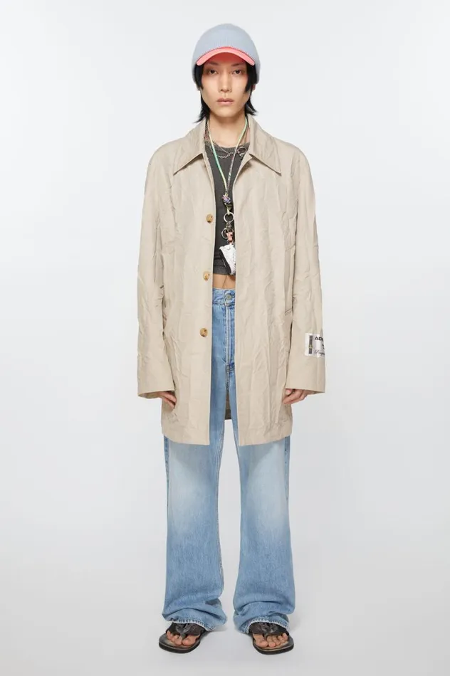 Acne Studios Crinkled Trench Coat Light Beige Men Outerwear