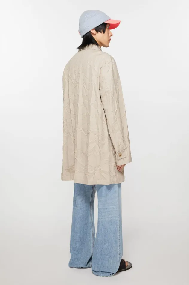 Acne Studios Crinkled Trench Coat Light Beige Men Outerwear