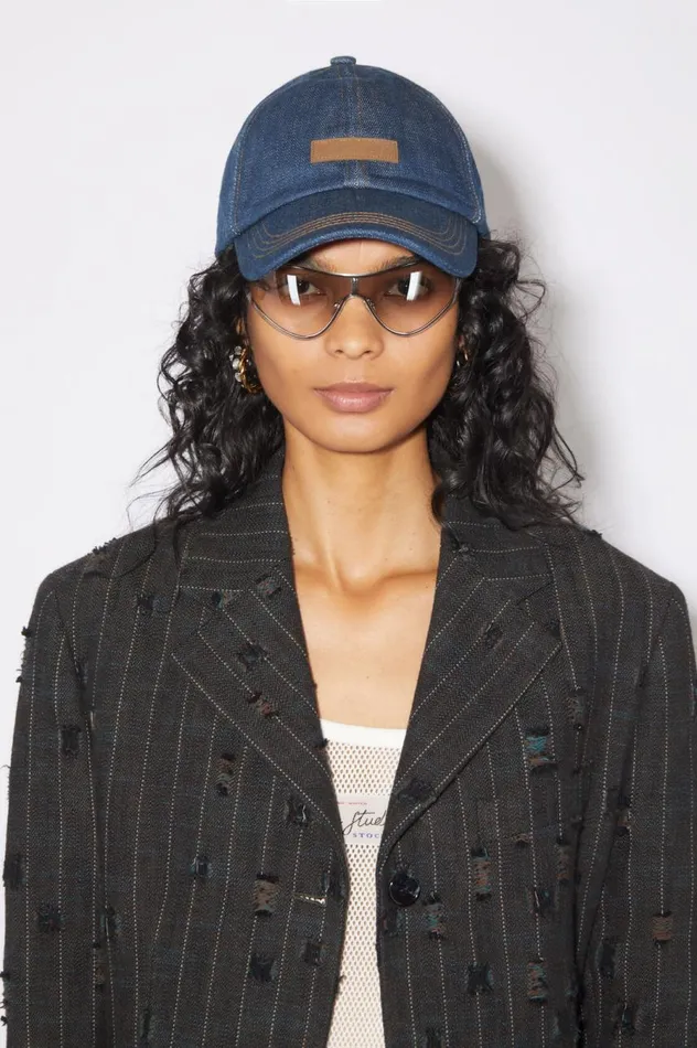 Acne Studios Denim Baseball Cap Indigo Blue Women Hats