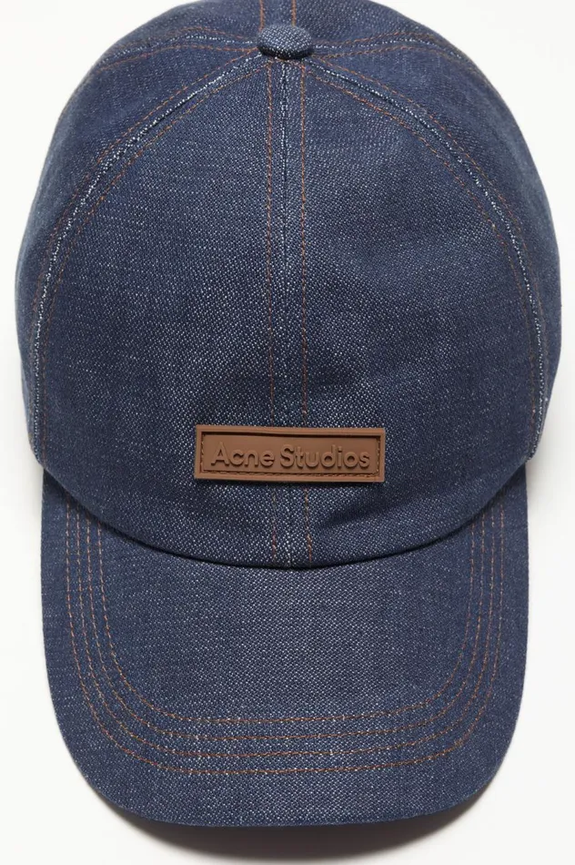 Acne Studios Denim Baseball Cap Indigo Blue Women Hats
