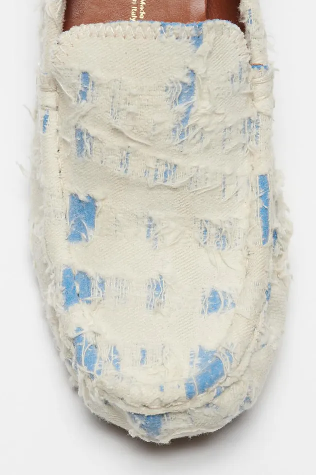 Acne Studios Distressed Eather Heel Loafers Bluewhite Women Shoes