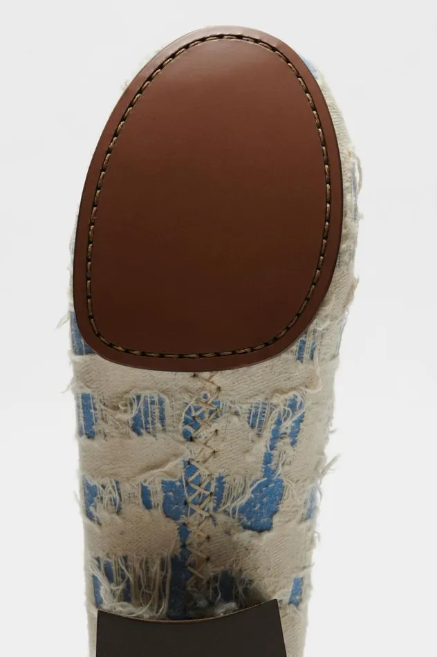 Acne Studios Distressed Eather Heel Loafers Bluewhite Women Shoes