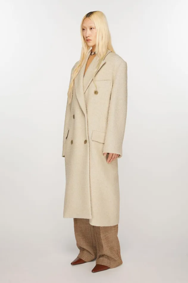 Acne Studios Doublebreasted Wool Coat Warm White Women Outerwear