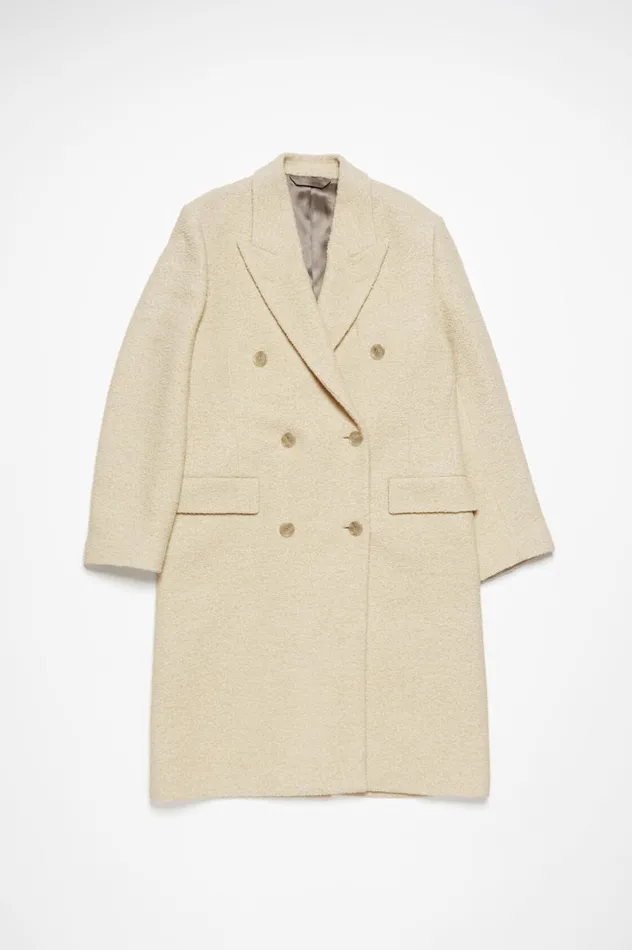 Acne Studios Doublebreasted Wool Coat Warm White Women Outerwear