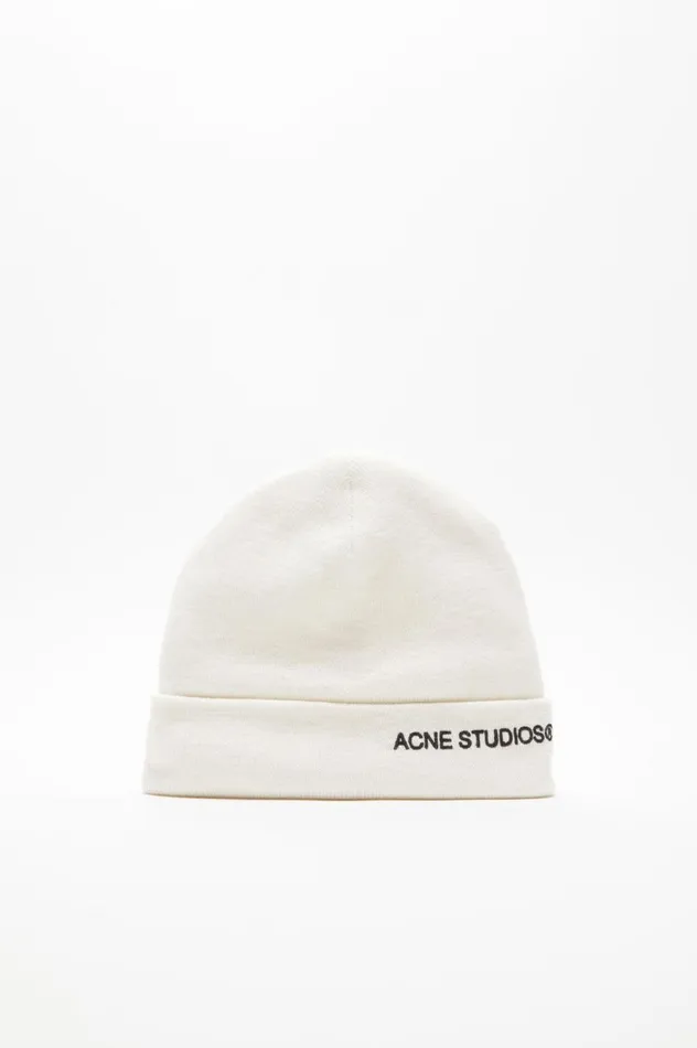 Acne Studios Embroidered Logo Beanie Off White Men Hats