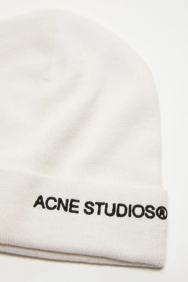 Acne Studios Embroidered Logo Beanie Off White Men Hats