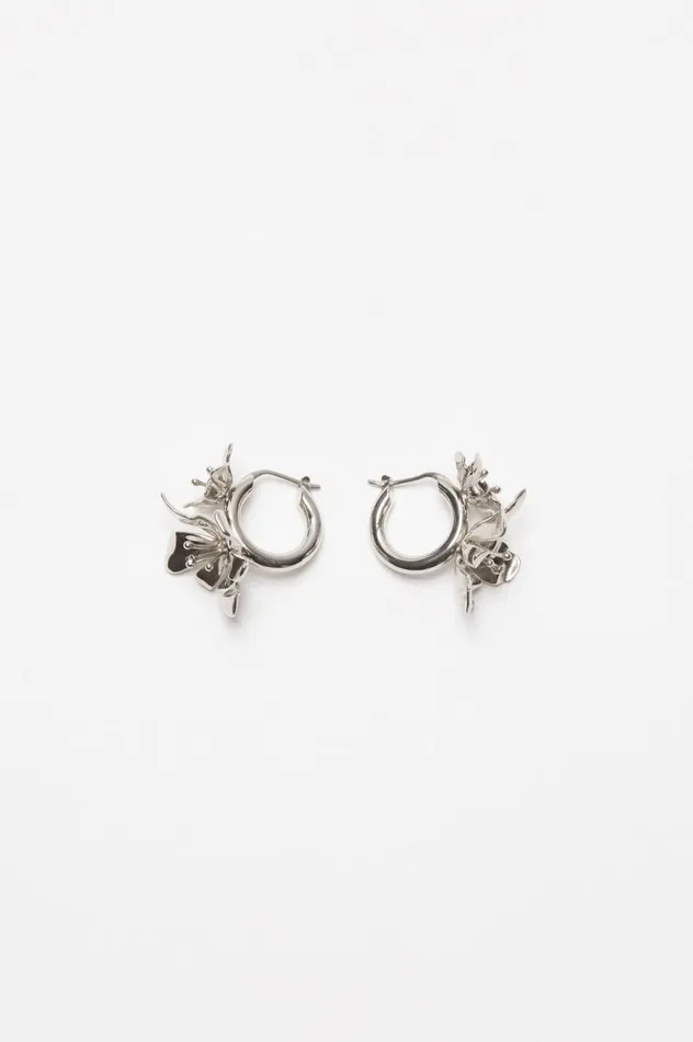 Acne Studios Flower Hoop Earrings Silvertransparent Women Jewellery