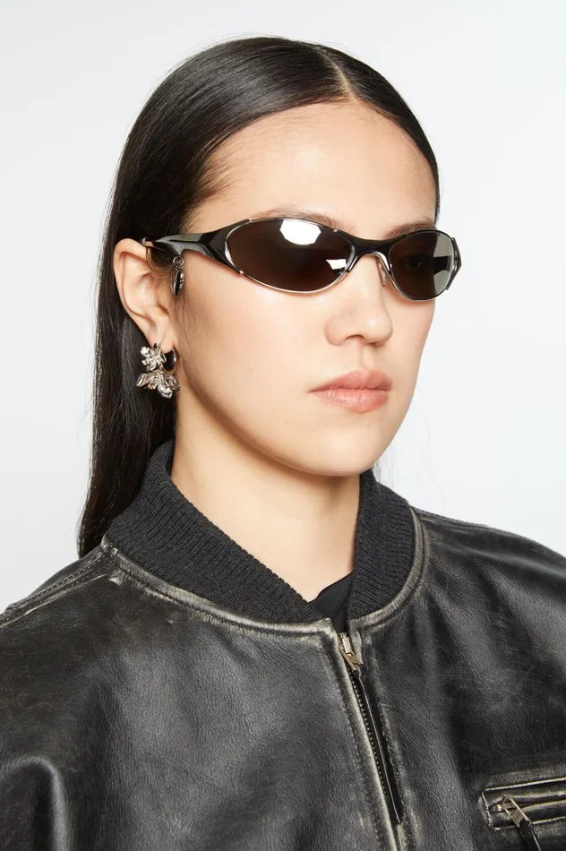 Acne Studios Flower Hoop Earrings Silvertransparent Women Jewellery