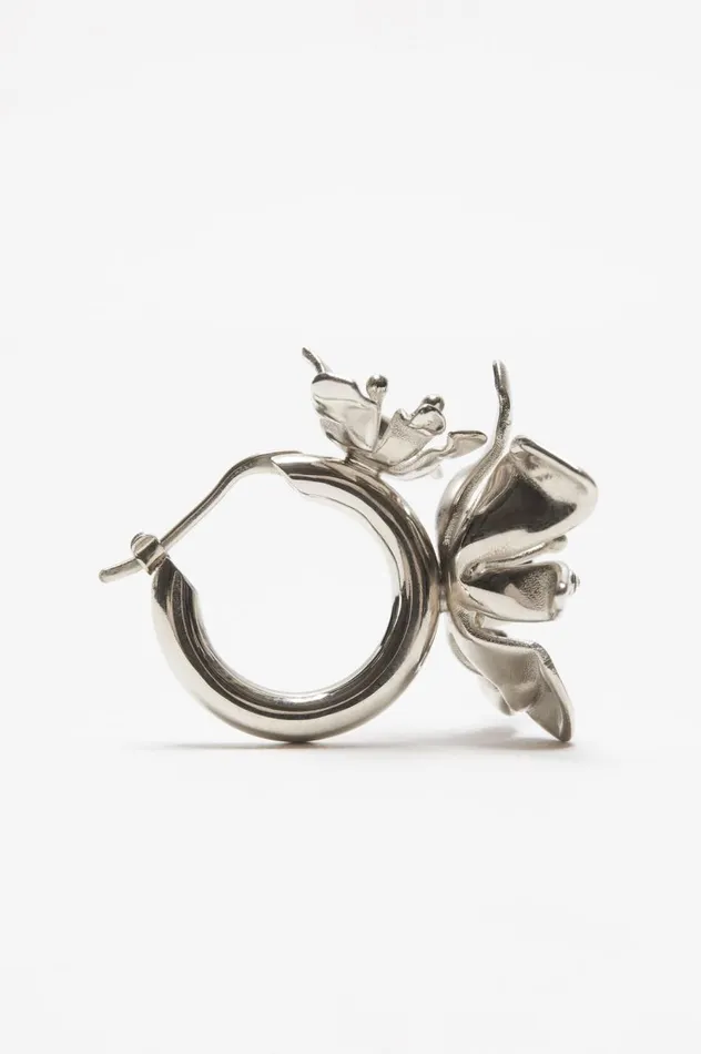 Acne Studios Flower Hoop Earrings Silvertransparent Women Jewellery
