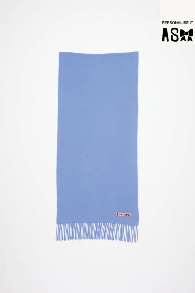Acne Studios Fringe Wool Scarf 8211 Narrow Sweet Blue Men Scarves