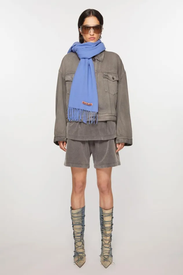 Acne Studios Fringe Wool Scarf 8211 Narrow Sweet Blue Men Scarves