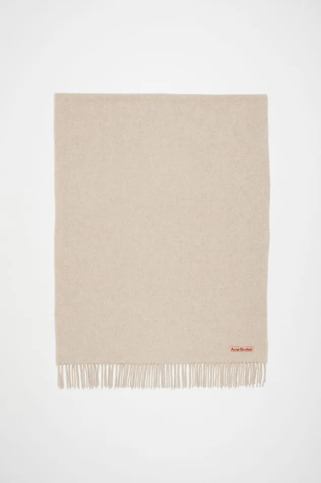 Acne Studios Fringe Wool Scarf 8211 Oversized Oatmeal Melange Men Scarves
