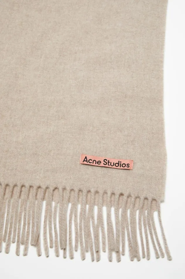 Acne Studios Fringe Wool Scarf 8211 Oversized Oatmeal Melange Men Scarves
