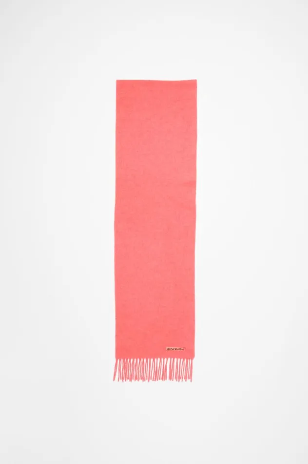 Acne Studios Fringe Wool Scarf 8211 Skinny Fluo Pink Meacutelange Women Scarves