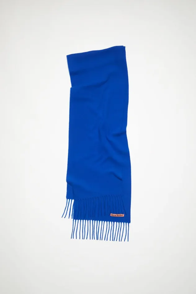 Acne Studios Fringe Wool Scarf 8211 Skinny Royal Blue Women Scarves
