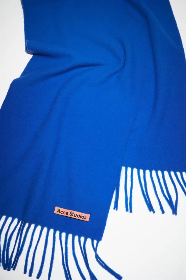 Acne Studios Fringe Wool Scarf 8211 Skinny Royal Blue Women Scarves